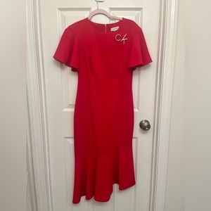 Calvin Klein size 4 red dress midi